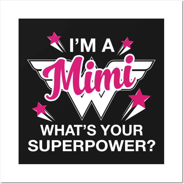 I'm A Mimi What's Your Superpower? Personalized Grandma Shirt Wall Art by bestsellingshirts